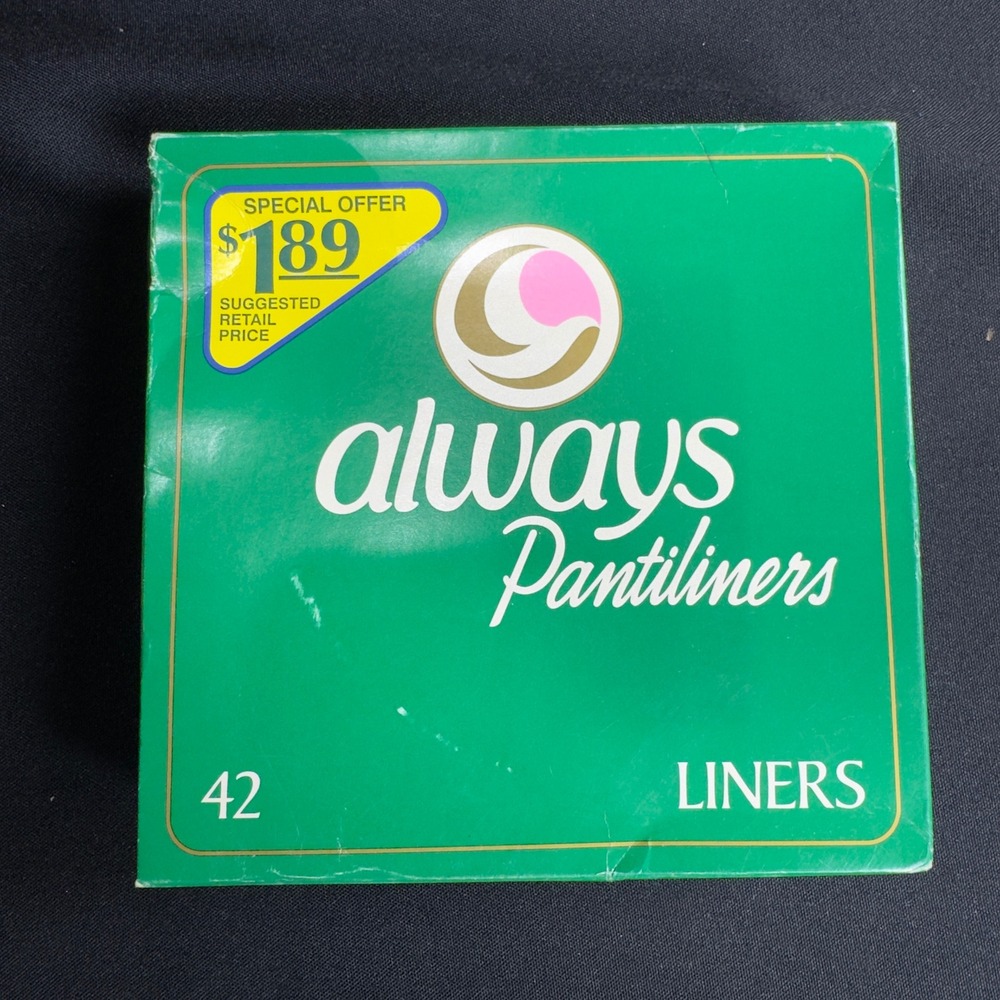 Vintage 1982 Always Pantiliners 42 Count Box Dri-Weave Collectible Prop P&G